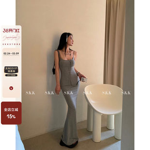Skk Store 纯欲性感吊带连衣裙女夏辣妹Skims修身显瘦包臀长裙子