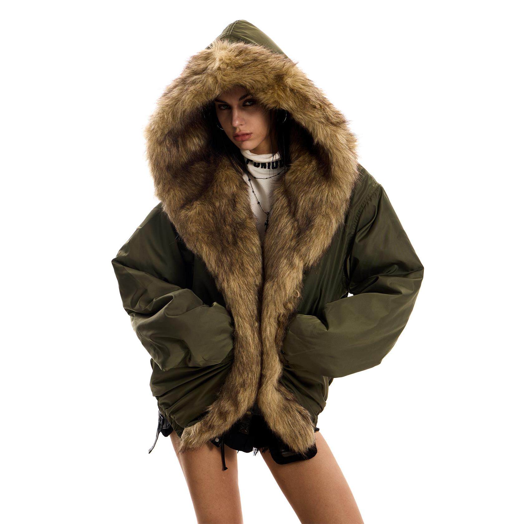 0123start 辣妹座山雕连帽棉衣女宽松慵懒风毛领派克棉服外套冬季,个性定制/设计服务/DIY,棉服工装,淘宝优惠券,粉丝福利购,淘宝优惠卷