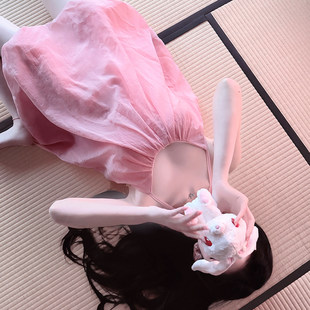 LilyQin【桃色花苞】娇嫩桃粉色含62醋酸花苞挂脖系带 连衣裙短裙