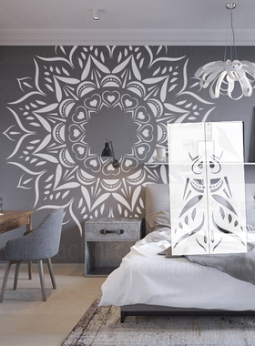 170cm-240cm模板镂空DIY工具背景墙绘画画壁画手绘模具曼陀罗S248