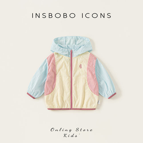 INSbobo撞色连帽防晒衣
