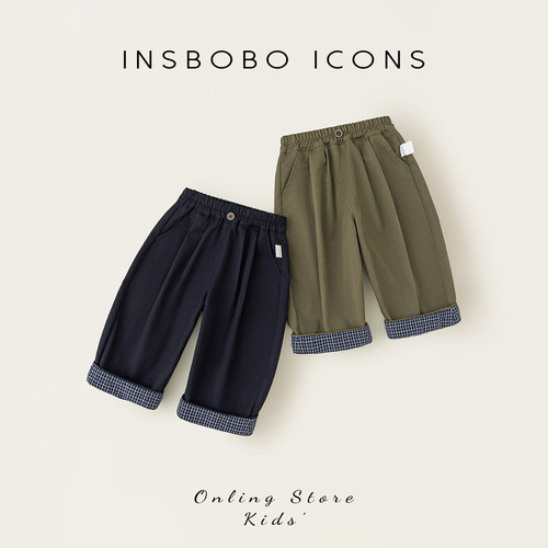 INSbobo格子拼接休闲裤
