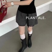 休闲百搭全棉短裤 韩系减龄蕾丝拼接格子短裤 一初夏新款 女生KK645