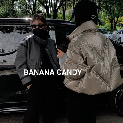 现货折扣一亮面白鸭绒短款羽绒服夹克款立领冬款时尚女外套83717