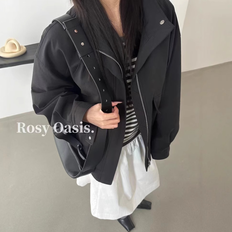 韩系休闲风立领夹克女