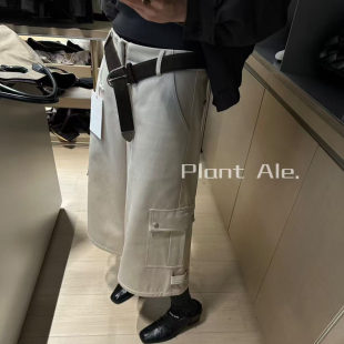 秋冬新款松弛感七分工装裤丝棉韩范休闲宽松阔腿裤百搭6m158