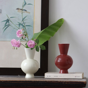饰品 花瓶茶室摆件花插复古高级家居轻奢装 景德镇中式 陶瓷花器宋式