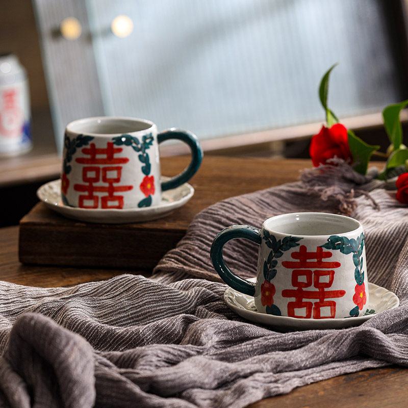 景德镇手绘喜字情侣对杯咖啡杯马克杯水杯婚礼茶杯婚庆结婚礼物,餐饮具,杯子套装/情侣对杯,淘宝优惠券,粉丝福利购,淘宝优惠卷
