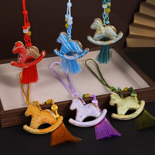 马年手工diy仿宋锦挂饰材料包生肖马底胚挂件车载古风流苏小饰品