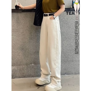 新款 女2026春季 长裤 高腰显瘦宽松阔腿裤 大码 洋气香蕉裤 弯刀牛仔裤