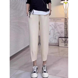 春季 子高腰显瘦九分裤 大码 女梨形身材裤 子 胖mm休闲哈伦裤 2026新款