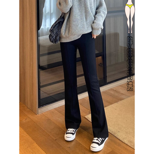 女高腰显瘦拖地休闲直筒裤 裤 子 胖mm梨形身材弹力微喇西装 2026春季