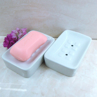 包邮 陶瓷香皂碟白色带沥水孔香皂架盒肥皂碟盒架酒店香皂架盒