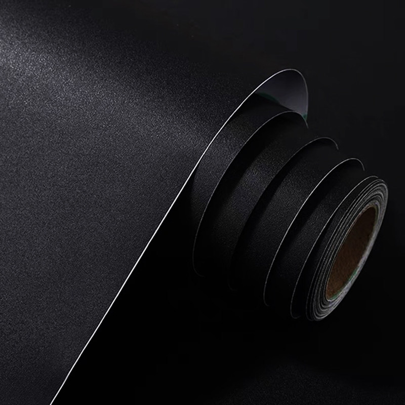 纯黑色即时贴纯色贴纸素色纯自粘墙纸加厚不透底遮光宿舍装饰贴膜