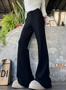猫猫家加长女裤弹力高腰瘦腿王白色喇叭裤女收腰显瘦直筒喇叭裤潮