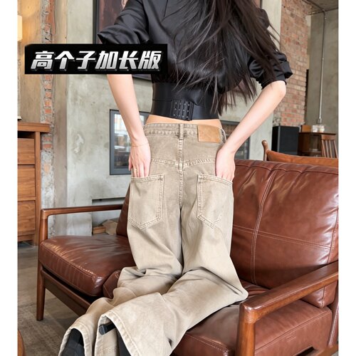 全棉阔腿牛仔裤显瘦休闲长裤