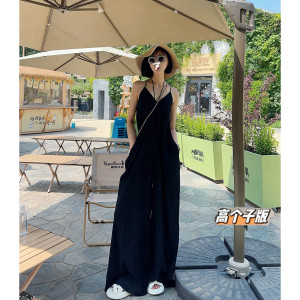 MMJ猫猫家加长女裤定制原创女装猫猫家加长女裤极简oversize吊带连体裤女宽松V领皱皱背带阔腿裤