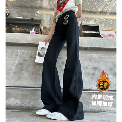 微喇加厚牛仔加长女裤