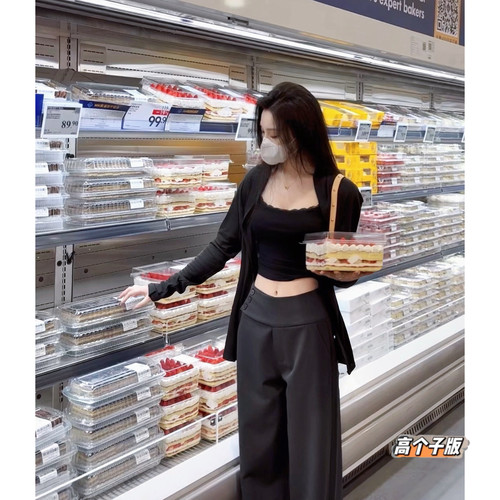 猫猫家加长女裤春夏175高个子西装裤女百搭设计感显瘦宽松直筒裤