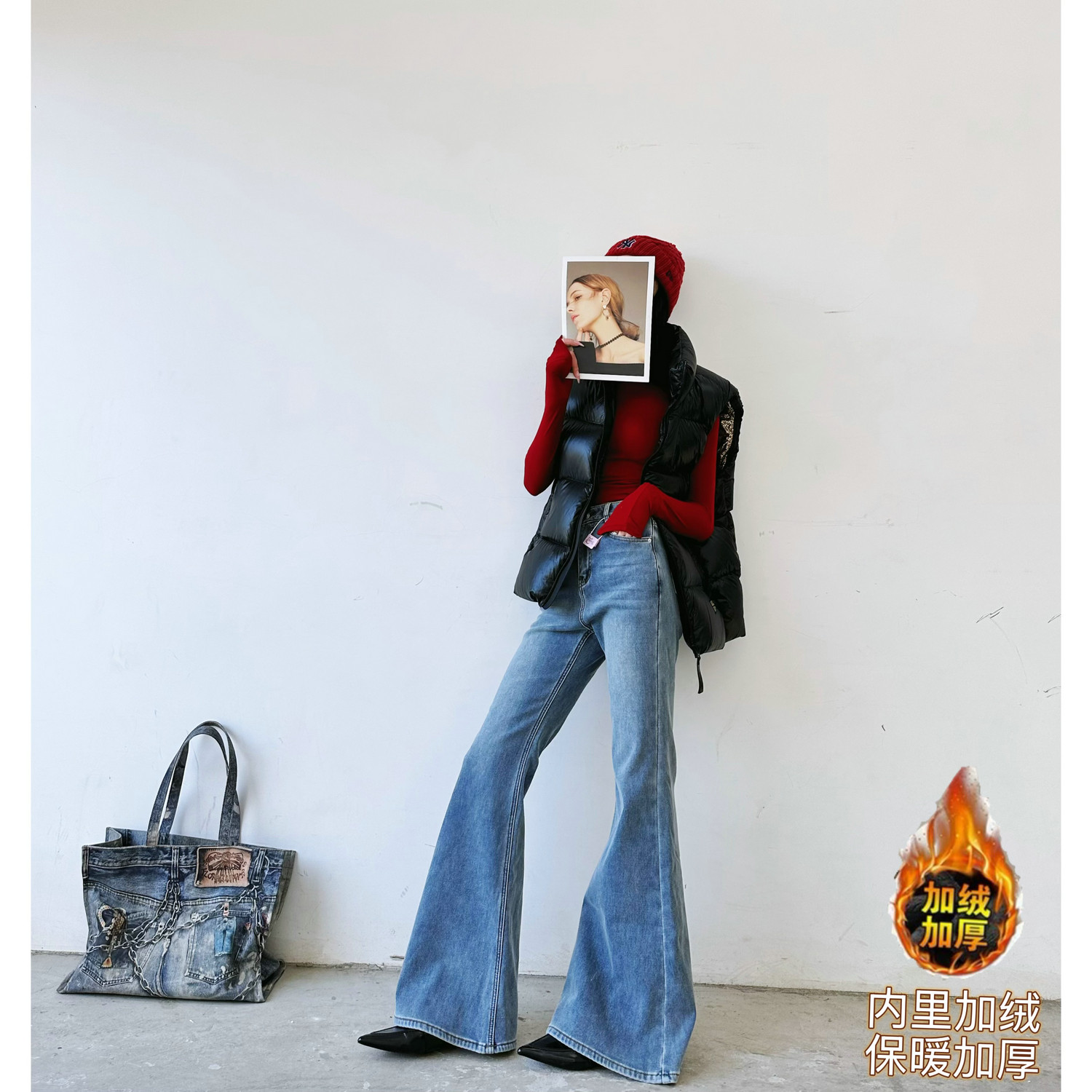 猫猫家加长女裤秋冬高个子复古微喇牛仔裤女高腰弹力不贴腿喇叭裤,女装/女士精品,牛仔裤,淘宝优惠券,粉丝福利购,淘宝优惠卷