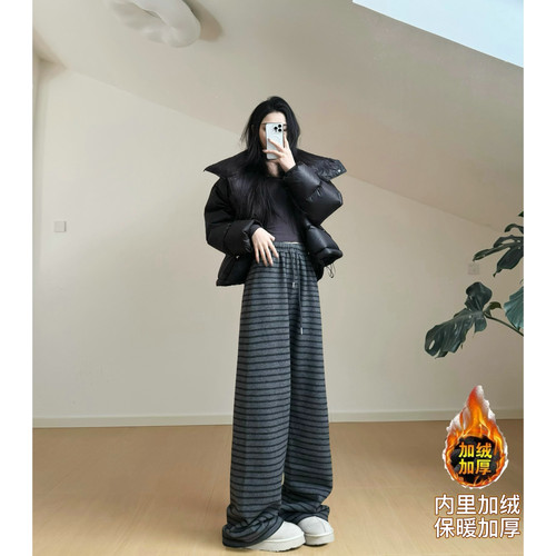 高腰原创猫猫家长裤加长女裤