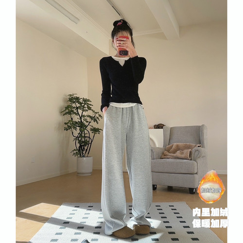 高腰原创猫猫家长裤加长女裤