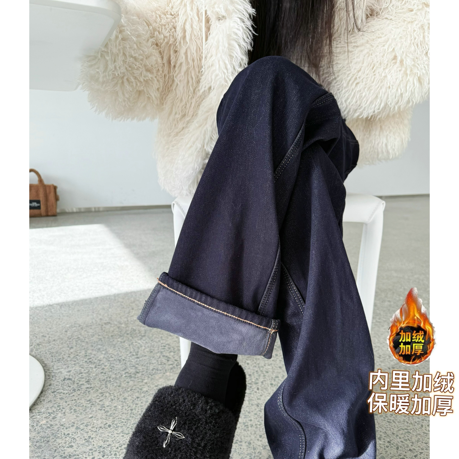 高腰长裤厚牛仔秋冬加长女裤