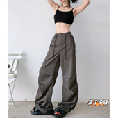 春夏速干酷飒风工装 裤 加长休闲伞兵裤 猫猫家加长女裤 军绿色阔腿裤