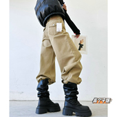 猫猫家加长女裤 休闲裤 春季 高个子美拉德高腰阔腿牛仔宽松直筒工装