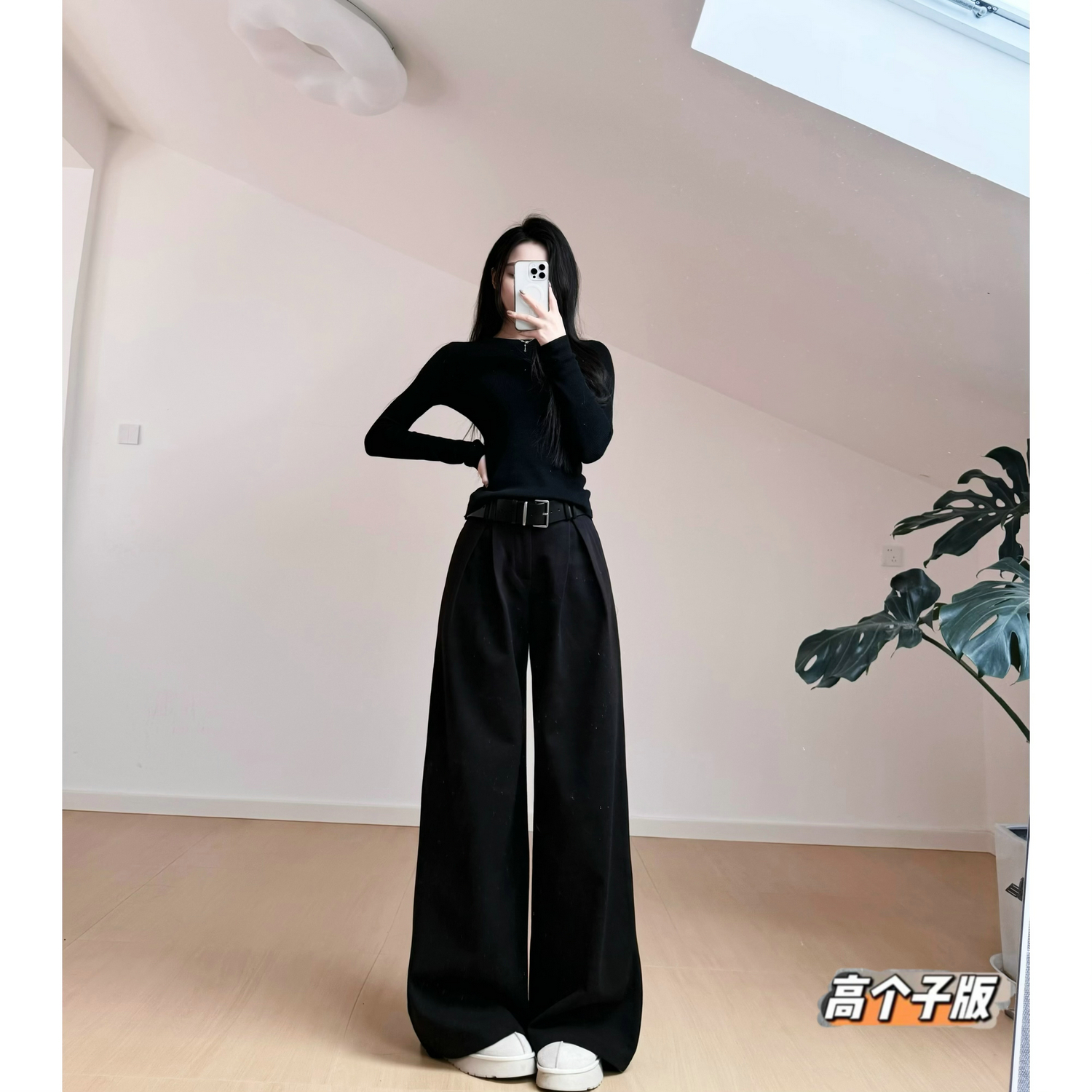 高腰原创猫猫家长裤加长女裤