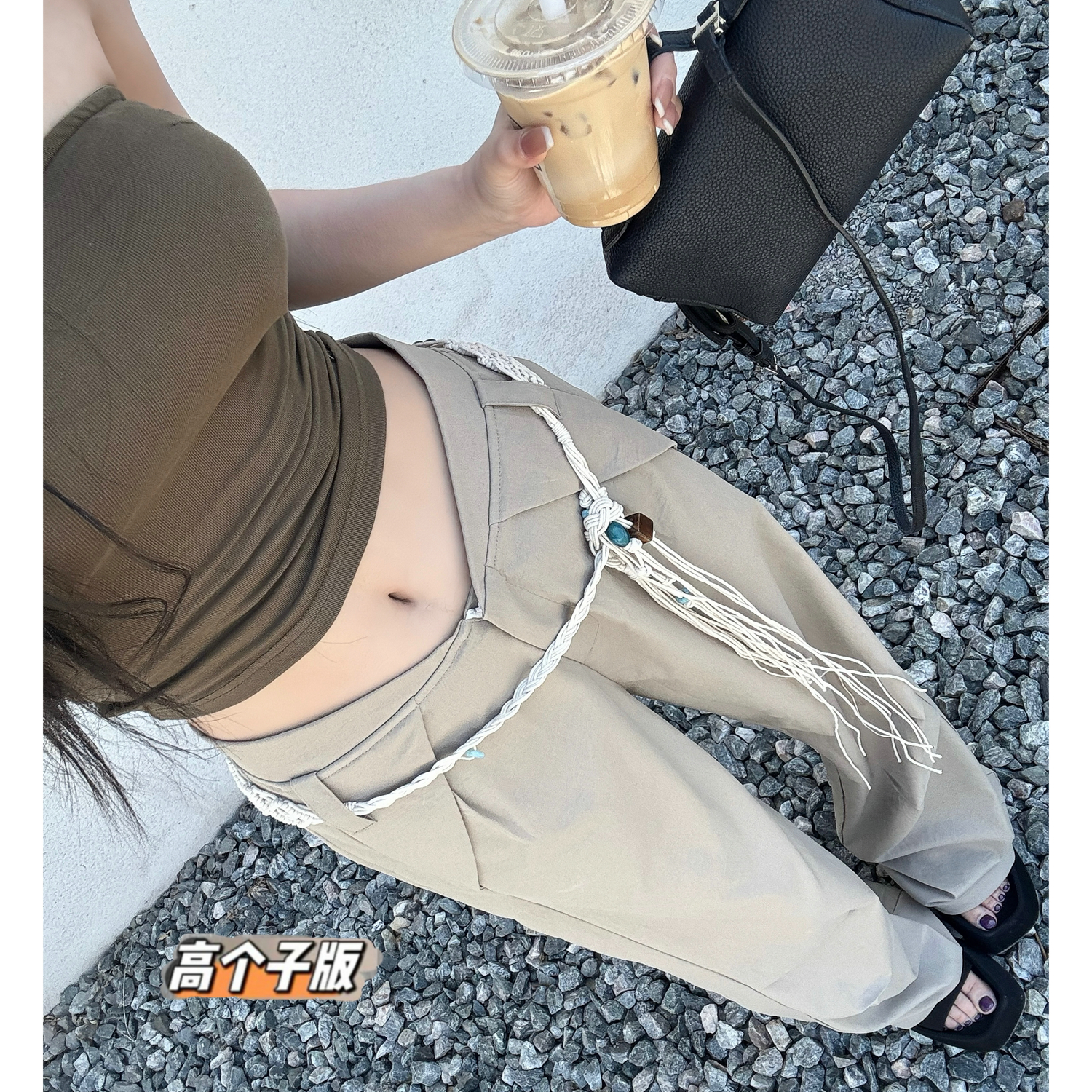 低腰原创猫猫家长裤加长女裤