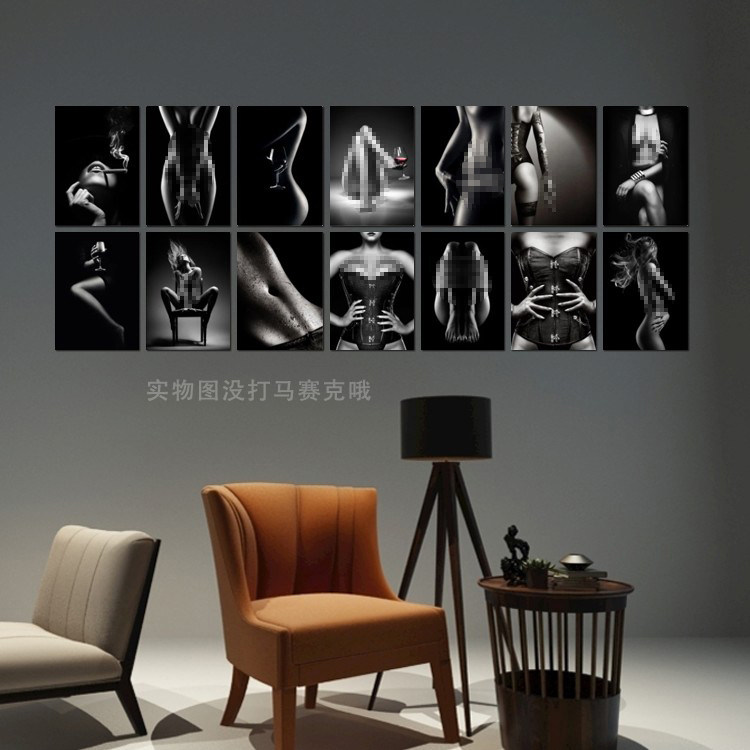 性感私密装饰画黑白女性摄影酒吧清吧ktv挂画高级内衣店艺术壁画