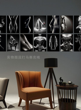 性感人物装饰画黑白摄影酒吧