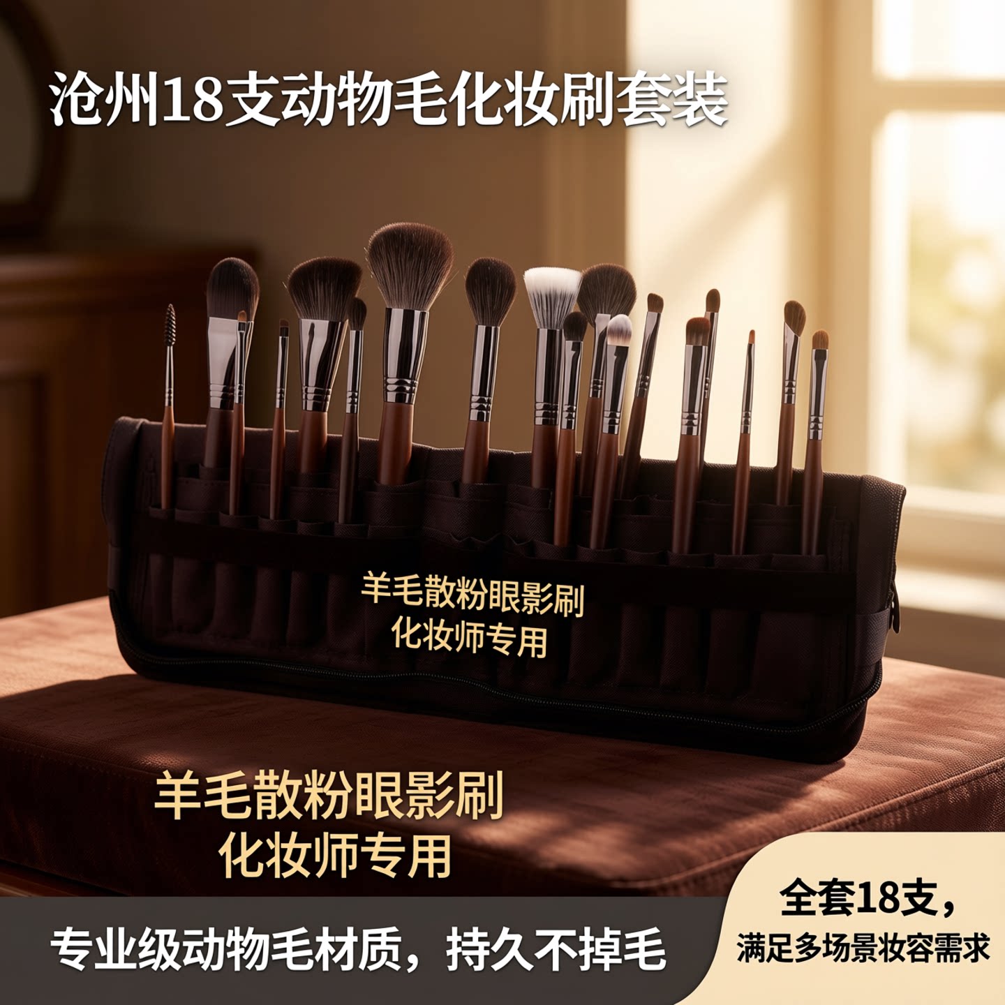 18支全套化妆刷套装专业美妆工具软毛不扎脸眼影刷化妆师专用羊毛