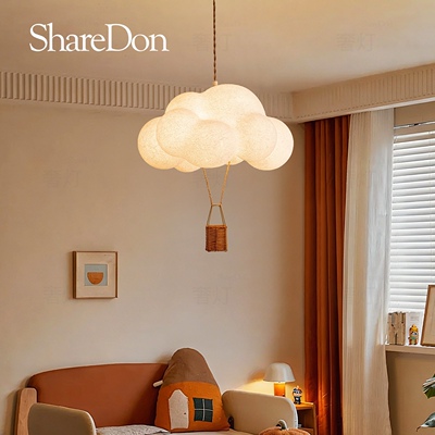 ShareDon 云朵吊灯 奶油风儿童房间卧室灯2026新款全光谱中山灯具