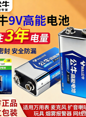 公牛6f22型9v方块数字数显万用表电池方形遥控器玩具叠层烟雾感