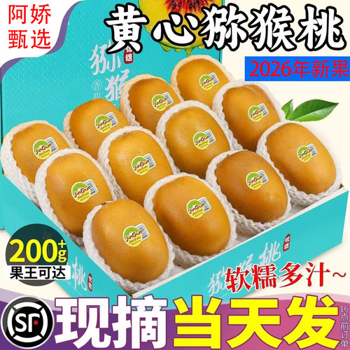 顺丰礼盒四川蒲江黄心猕猴桃新鲜奇异果20粒金果当季整箱