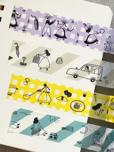 日本水缟和纸胶带necktie联名斜纹格纹手帐素材胶带分装 分装 胶带