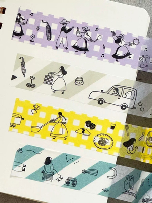 分装胶带 日本水缟和纸胶带necktie联名斜纹格纹手帐素材胶带分装