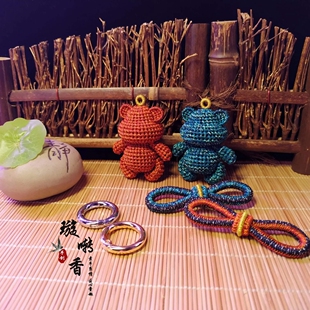 手工定制:CS彩棉玉线立体编熊仔玩偶饰品CS线定制精编彩色手机绳