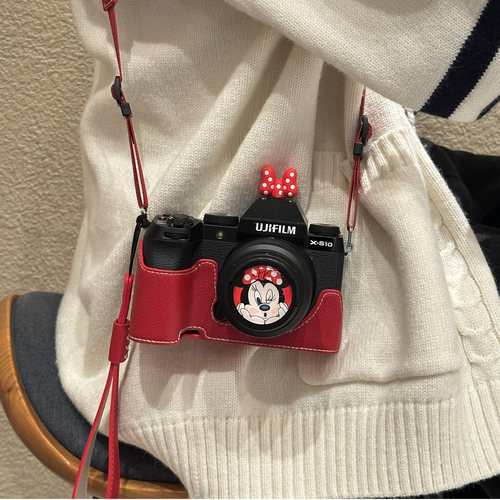 适用富士XS10保护套微单相机包卡通斜挎包可爱米妮红色便携壳配件