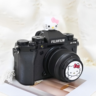 凯蒂猫相机镜头盖热靴富士XT5 52mm适用佳能R50小痰盂R10索尼A7C