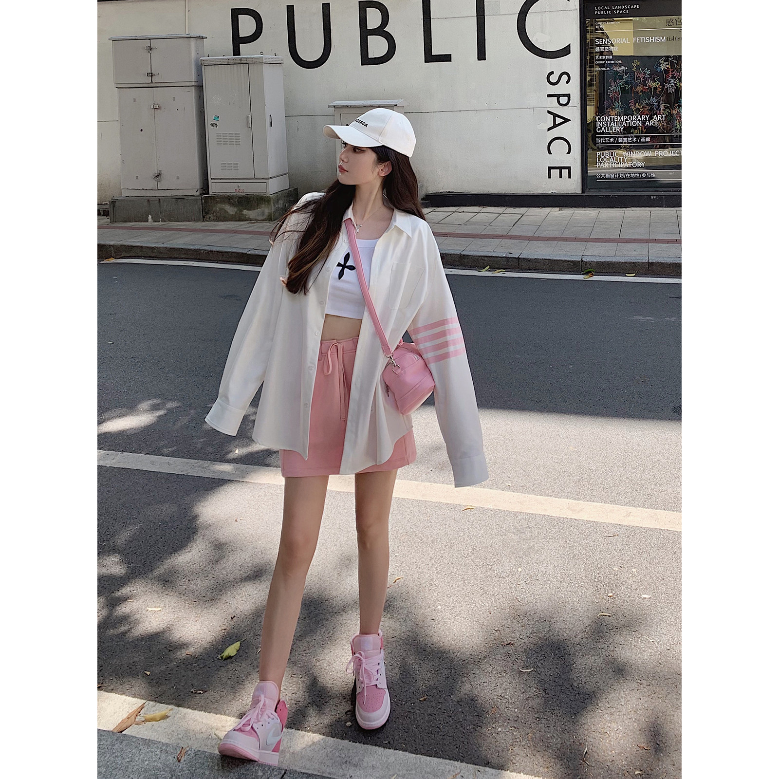 庄大泥 防晒抗皱 学院风2026春夏新款领长袖衬衫女宽松中长款外套