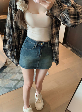 庄大泥 经典款复古蓝牛仔短裤裙短裙女百搭半身裙