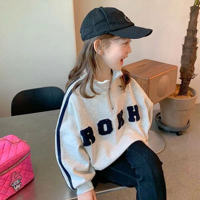 【新品】女童翻领韩版运动卫衣秋季童装2025新款洋气韩版宝宝秋装