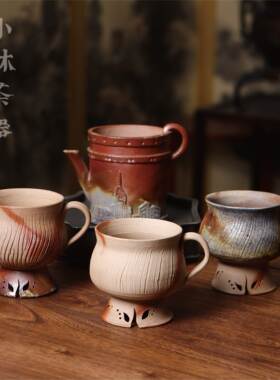 日本进口备前烧柴烧咖啡杯下午茶杯 三奈三手作咖啡壶