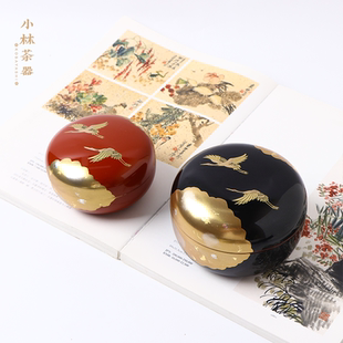 日本进口山中漆器金箔鹤首饰品盒 耳钉戒指收纳盒 树脂储物盒