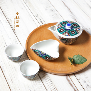 日本九谷烧陶瓷套装 大志窑泡茶宝瓶公道杯茶杯 功夫茶具