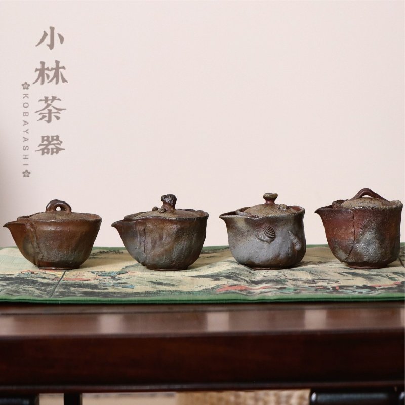 日本进口备前烧柴烧手抓泡茶壶 松岛弘手作宝瓶急须壶