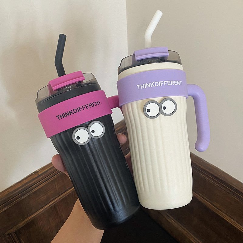 进口茶歇美式保温杯316不锈钢咖啡杯带手柄吸管冰霸巨无霸大容量